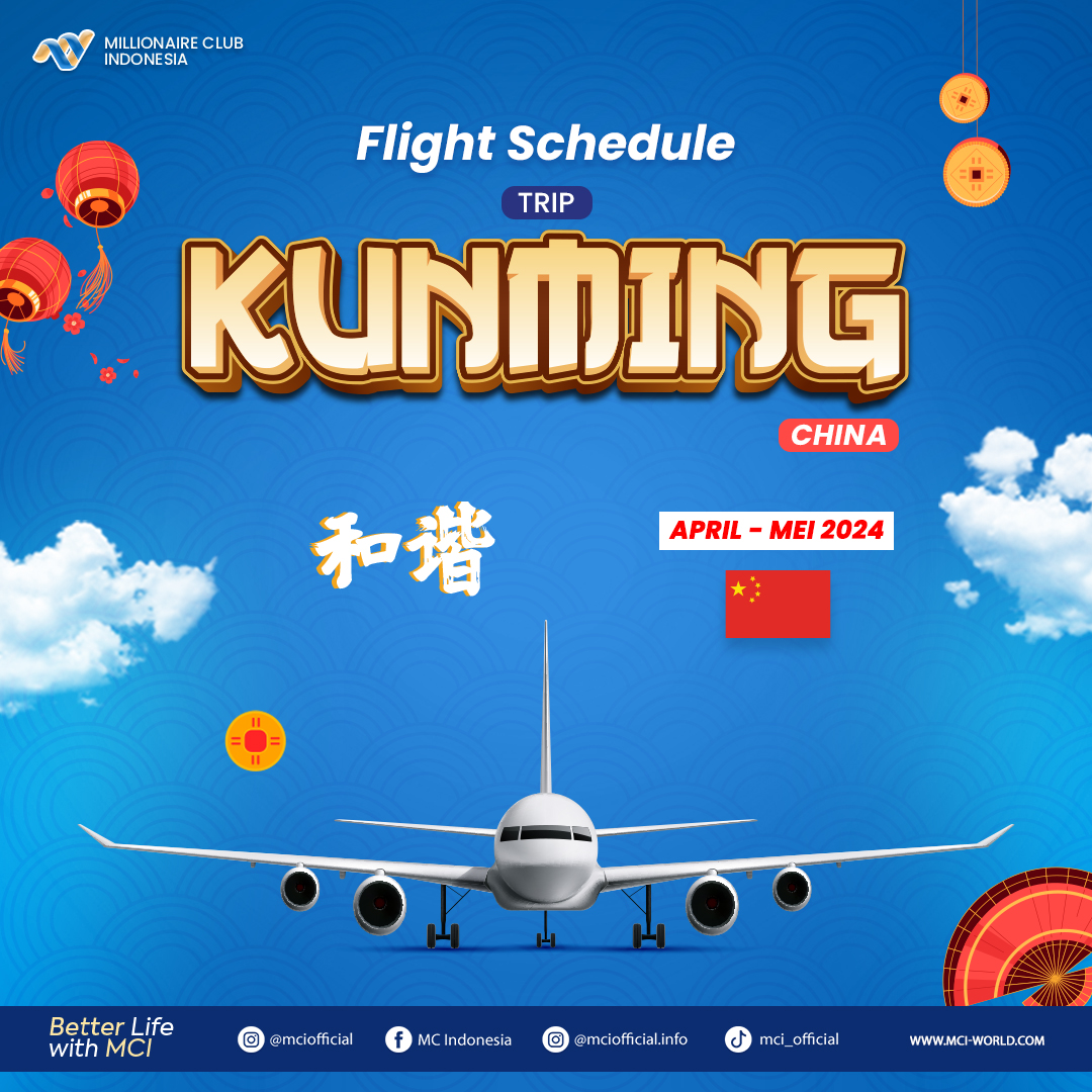 Flight Schedule Trip Kunming April-Mei 2024