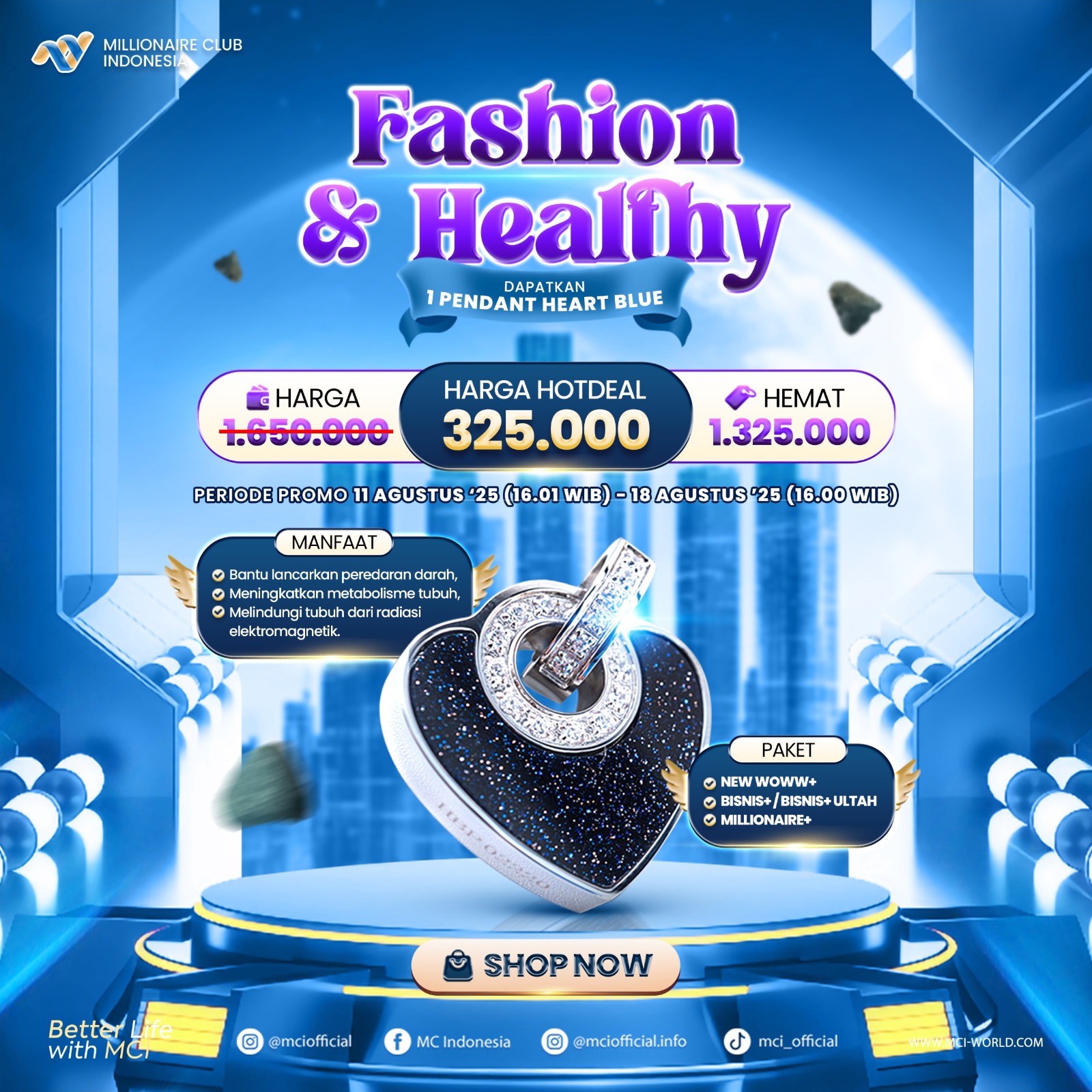 Hot Deal Pendant Heart Blue